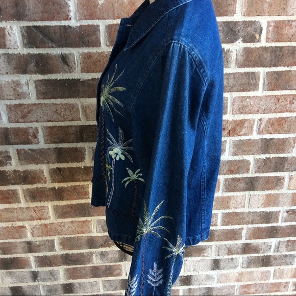 Vintage Tropical Embellished Denim Jacket Small - Picture 4 of 7
